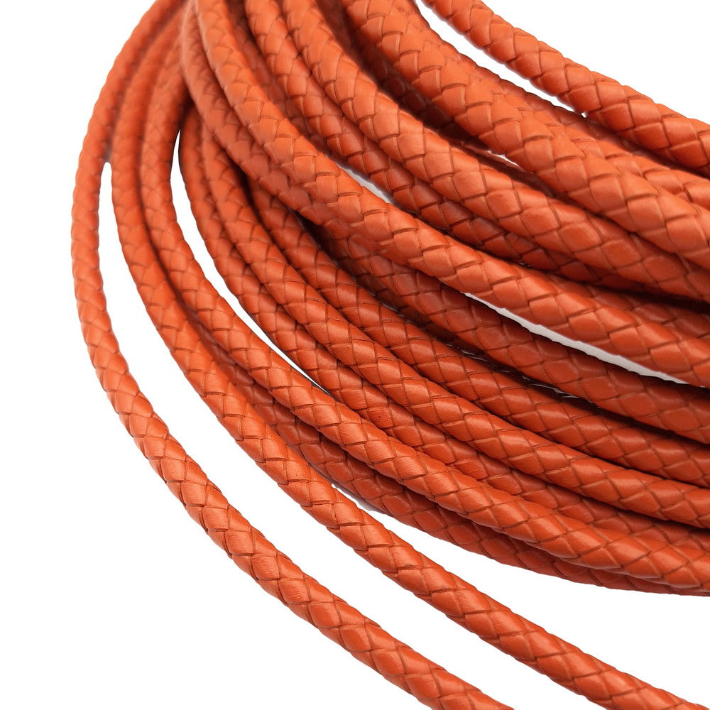 6.0mm Round Orange Braided Leather Bolo Cord Bracelet Making Jewelry Crafts Beading Strap