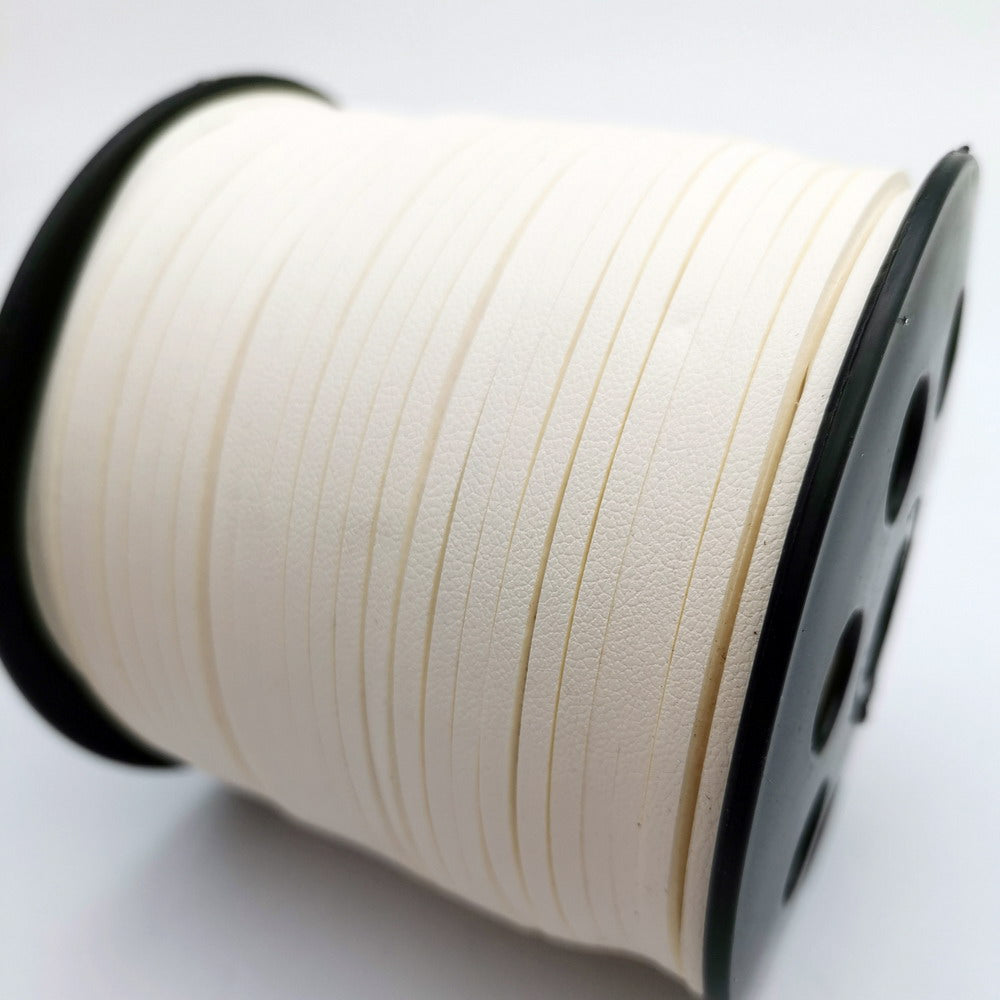 ShapesbyX 100 yards/Roll 2.8mm White Faux Suede Leather Cords for Jewelry Making in Bracelet Necklace Pendant
