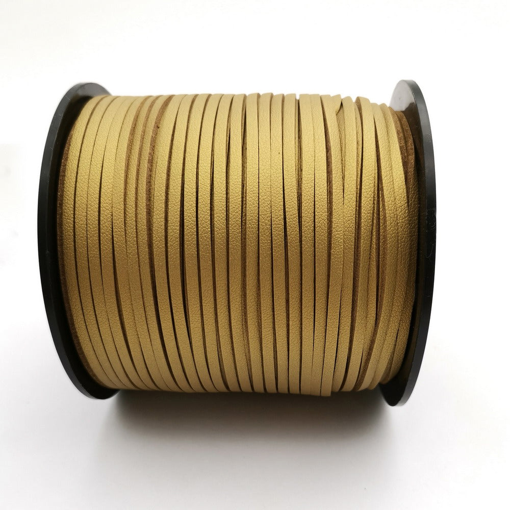 ShapesbyX 100 yards/rouleau 2.8mm cordons en cuir imitation daim doré métallisé pour la fabrication de bijoux en bracelet collier pendentif