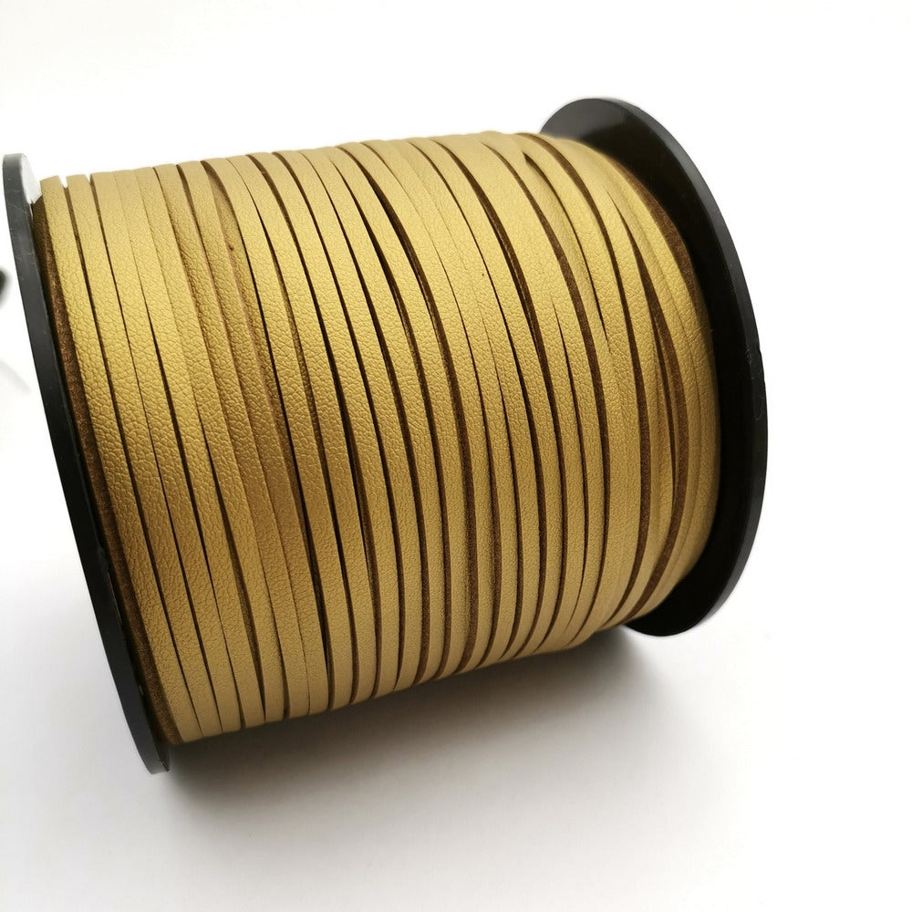 ShapesbyX 100 Yards/Rolle 2,8 mm Metallic-Gold-Kunstwildleder-Kordeln für die Schmuckherstellung in Armbändern, Halsketten, Anhängern