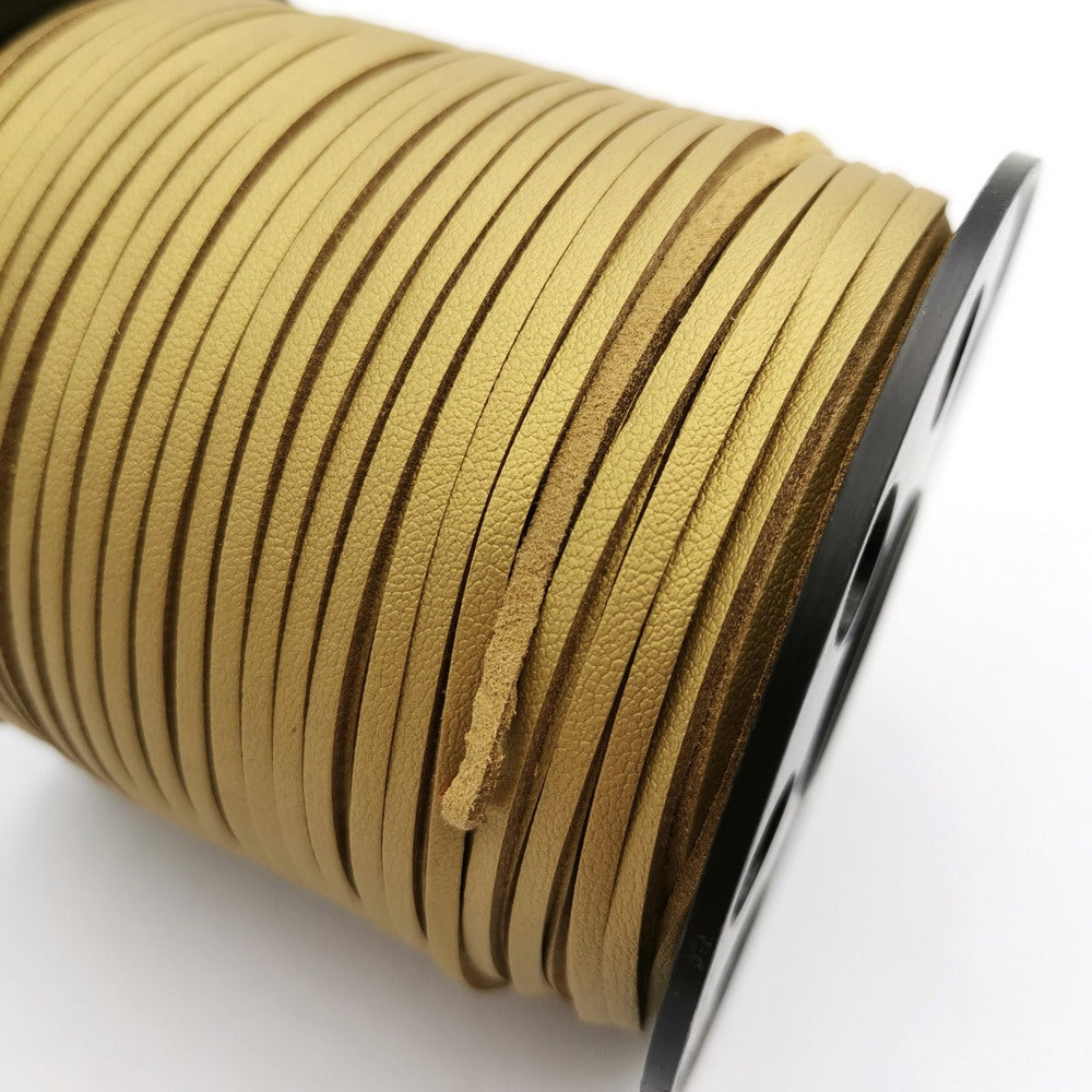 ShapesbyX 100 yards/rouleau 2.8mm cordons en cuir imitation daim doré métallisé pour la fabrication de bijoux en bracelet collier pendentif