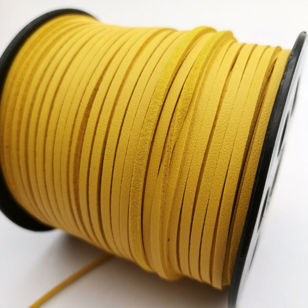 ShapesbyX 100 yards/Roll 2.8mm Yellow Faux Suede Leather Cords for Jewelry Making in Bracelet Necklace Pendant