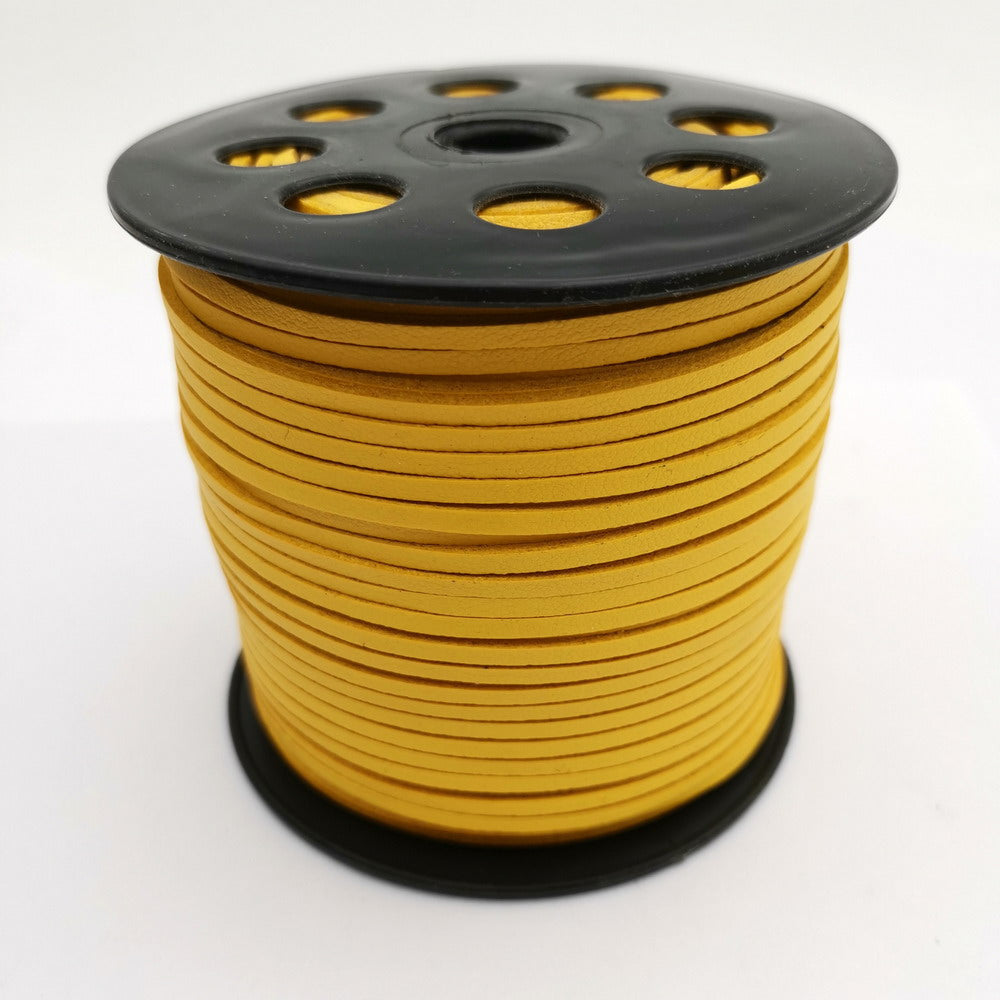 ShapesbyX 100 yards/Roll 2.8mm Yellow Faux Suede Leather Cords for Jewelry Making in Bracelet Necklace Pendant