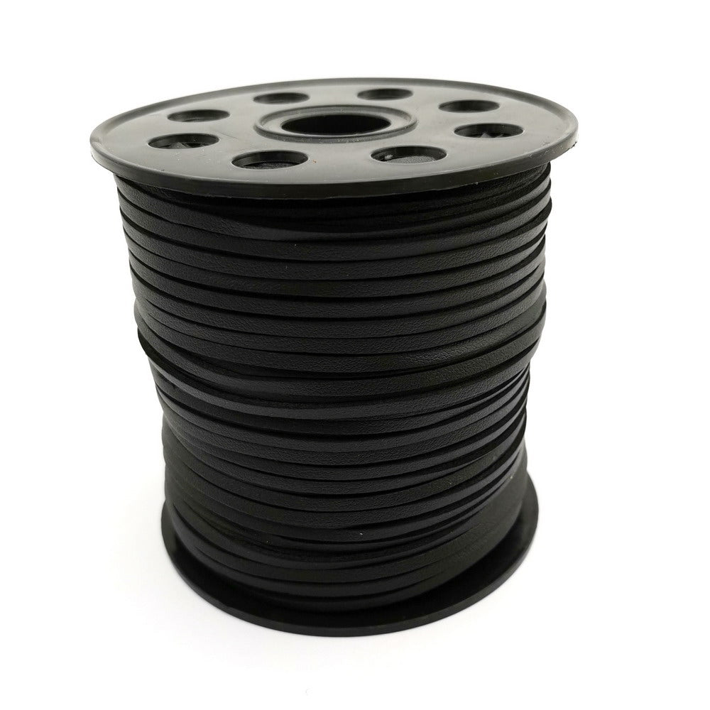 ShapesbyX 100 Yards/Rolle 2,8 mm schwarze Kunstlederkordeln für die Schmuckherstellung in Armbändern, Halsketten und Anhängern