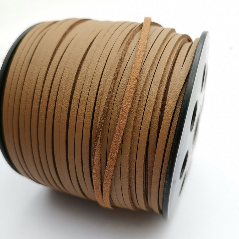 ShapesbyX 100 Yards/Rolle 2,8 mm Kamelfarbenes Wildlederimitat-Lederband für die Schmuckherstellung in Armbändern, Halsketten, Anhängern