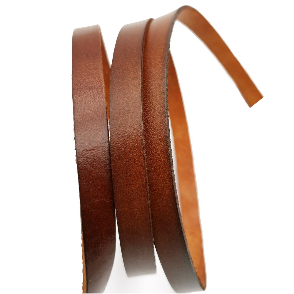 ShapesbyX-8mm Flat Leather Cord 8x2mm Leather Strip Genuine Leather Band Tan Natural