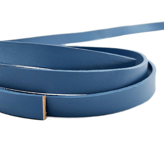 ShapesbyX-Jean Bande de cuir plat bleu 10 mm x 2 mm Bracelet en cuir véritable pour la fabrication de bijoux