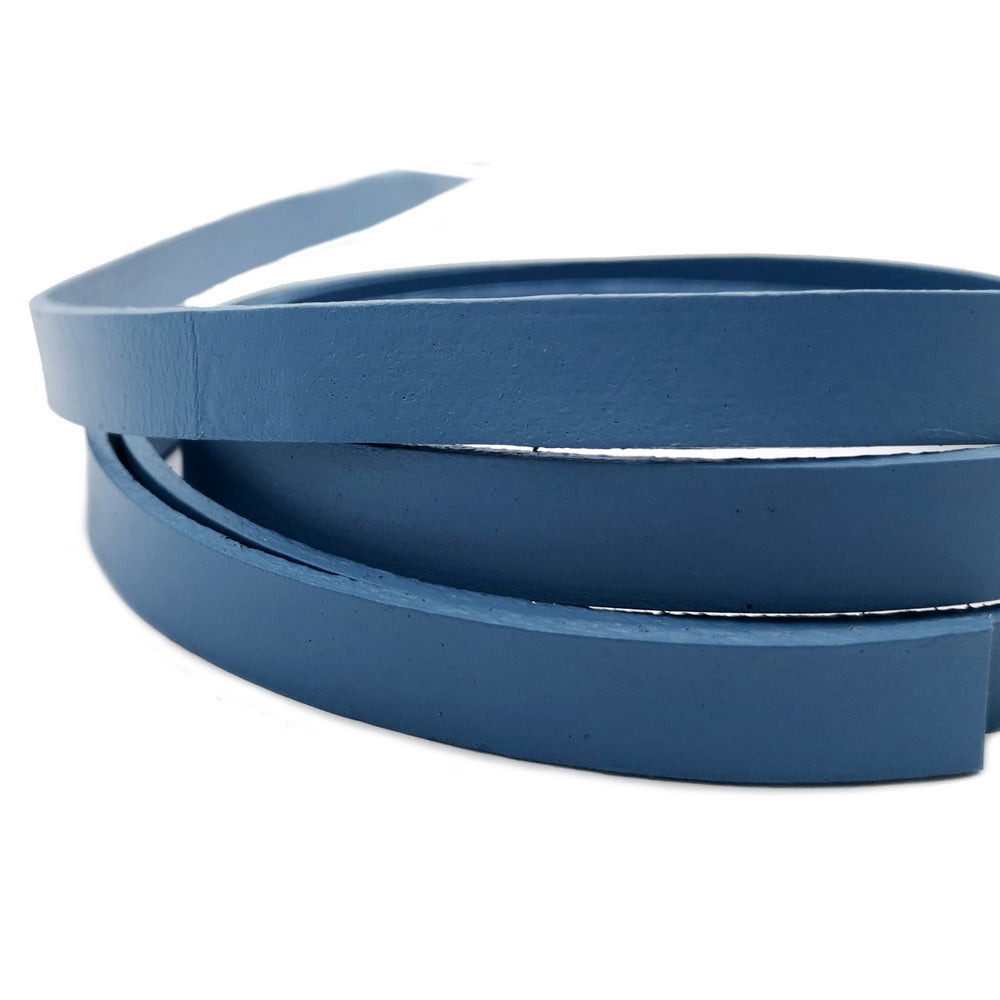 ShapesbyX-Jean Blue Flat Leather Strip 10mmx2mm Genuine Leather Band Jewelry Making Bracelet