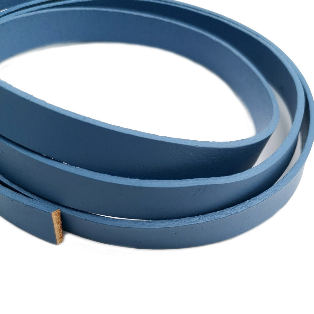ShapesbyX-Jean Blauer flacher Lederstreifen, 10 mm x 2 mm, echtes Lederband, Schmuckherstellung, Armband