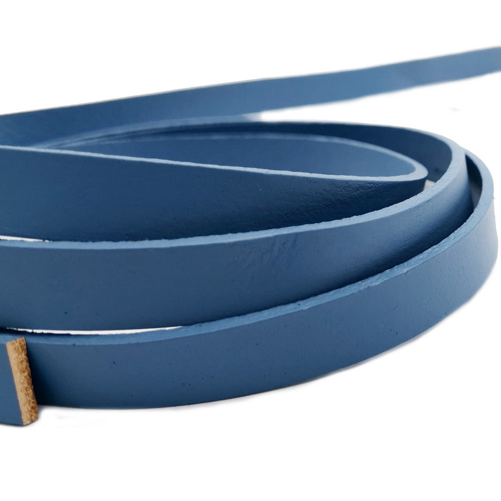 ShapesbyX-Jean Bande de cuir plat bleu 10 mm x 2 mm Bracelet en cuir véritable pour la fabrication de bijoux