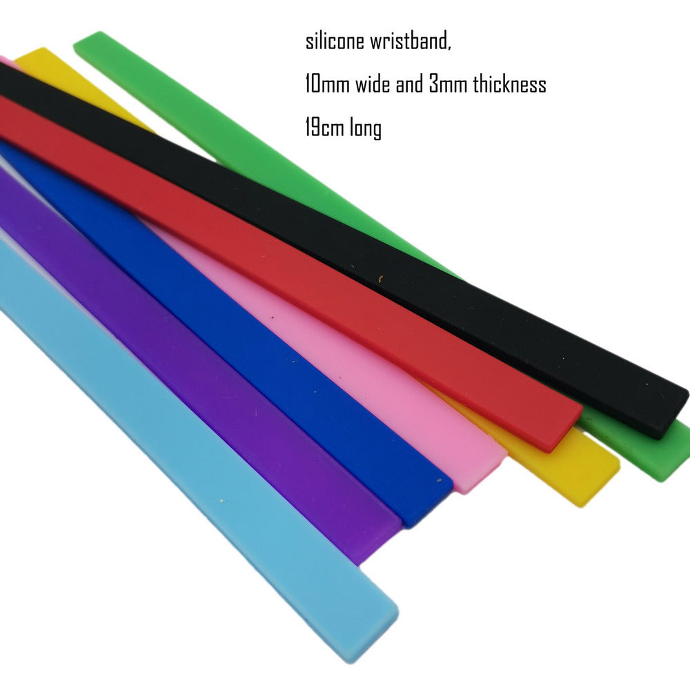 4 Pieces 10mm Wide Silicone Wristband 10mmx3mm for Bracelet Making Rubber Strip 3mm Thickness