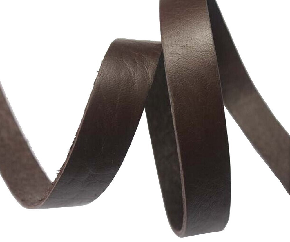 shapesbyX-15mm Flat Leather Strip 15x2mm Genuine Leather Band 2mm Thick Dark Brown