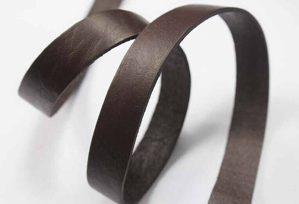 shapesbyX-15mm Flat Leather Strip 15x2mm Genuine Leather Band 2mm Thick Dark Brown