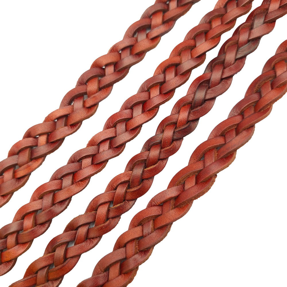 ShapesbyX 1 Yard 14mmx4mm Distressed Brown Braided Leather Strip for Jewelry Making, Ties or Décor