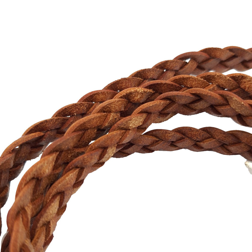 ShapesbyX 1 Yard 14mmx4mm Distressed Brown Braided Leather Strip for Jewelry Making, Ties or Décor