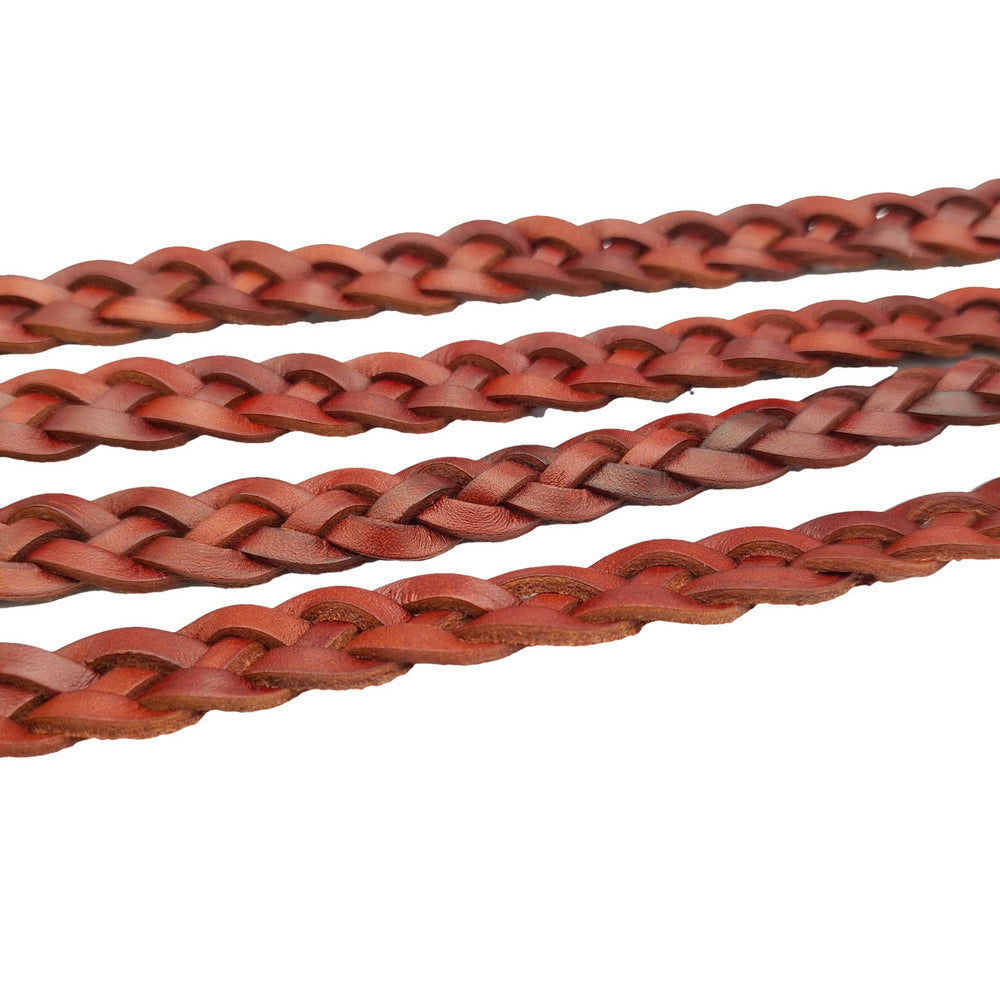 ShapesbyX 1 Yard 14mmx4mm Distressed Brown Braided Leather Strip for Jewelry Making, Ties or Décor