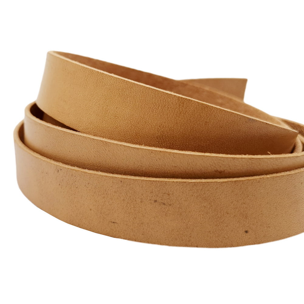 shapesbyX-18mm Flat Leather Strip 18x2mm Genuine Leather Band 2mm Thick Tan Natural