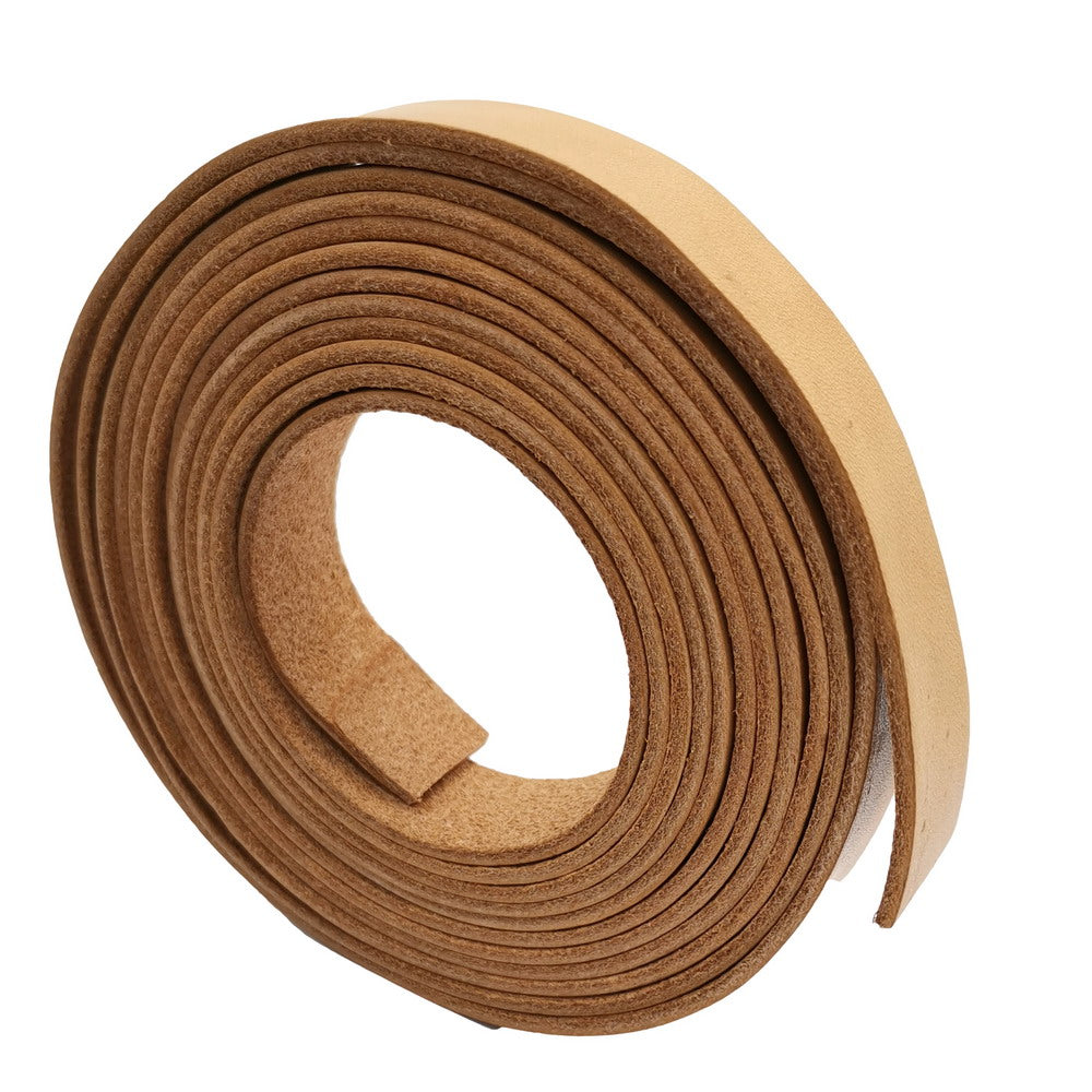 shapesbyX-18mm Flat Leather Strip 18x2mm Genuine Leather Band 2mm Thick Tan Natural