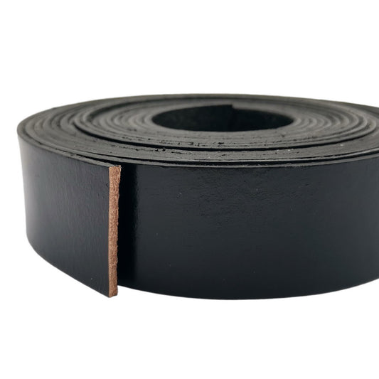 shapesbyX-25mm Flat Leather Strip 1 Inch Wide Genuine Leather Band 2mm Thick Black