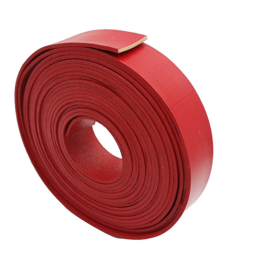 shapesbyX-25mm Red Flat Leather Strip 1 Inch Wide Genuine Leather Band 2mm Thick