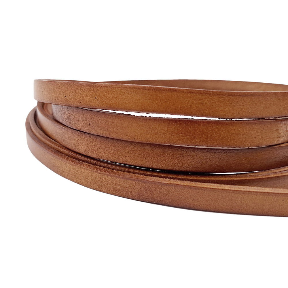 ShapesbyX-8mm Flat Leather Cord 8x2mm Leather Strip Genuine Leather Band Distressed Dark Brown