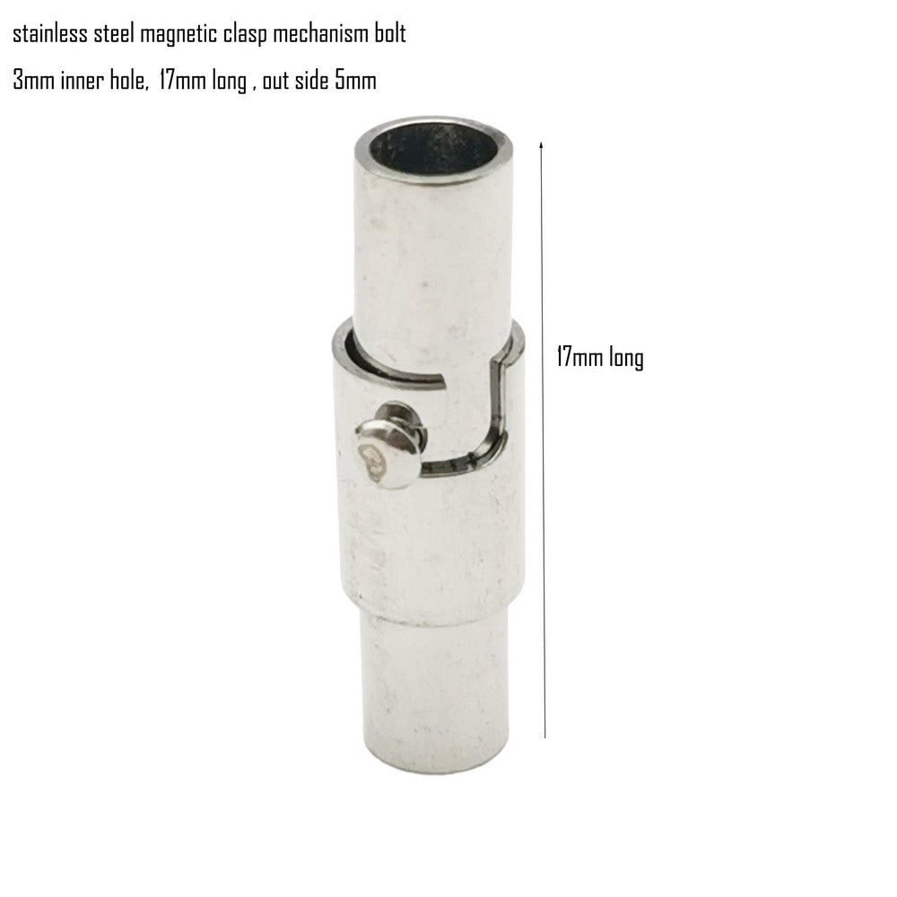 2 Stück 3 mm, 4 mm, 5 mm Innenloch, Edelstahl-Magnetverschluss mit Mechanismus, Bolzenverschluss, Kordelende