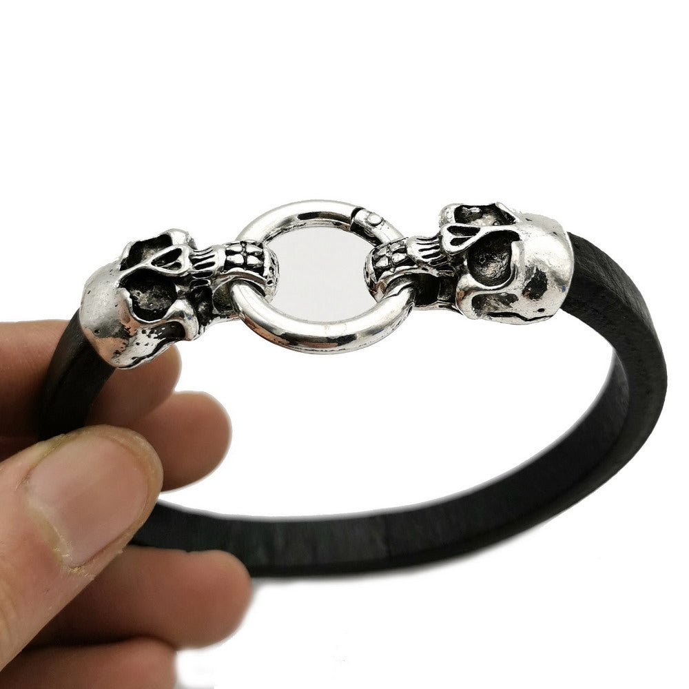 ShapesbyX-11mmx6mm trou crâne fermoir/connecteur ressort crochet fermoirs pour la fabrication de bracelets bout de cordon en cuir de réglisse