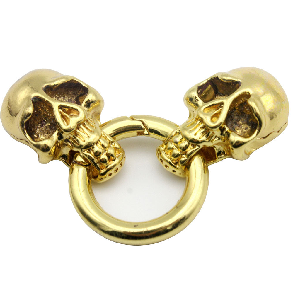 shapesbyX-11mmx6mm Hole Skull Clasp/Connetor Spring Hook Clasps for Bracelet Making Licorice Leather Cord End