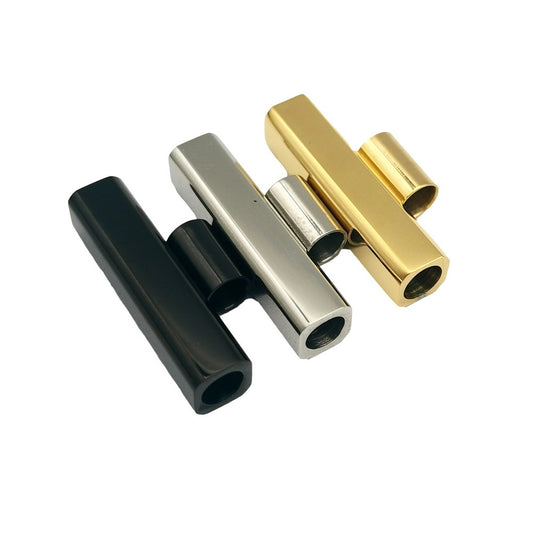 Fermoirs magnétiques en acier inoxydable, trou intérieur de 4mm/3mm, pour la fabrication de bijoux, extrémité de cordon en cuir de forme carrée