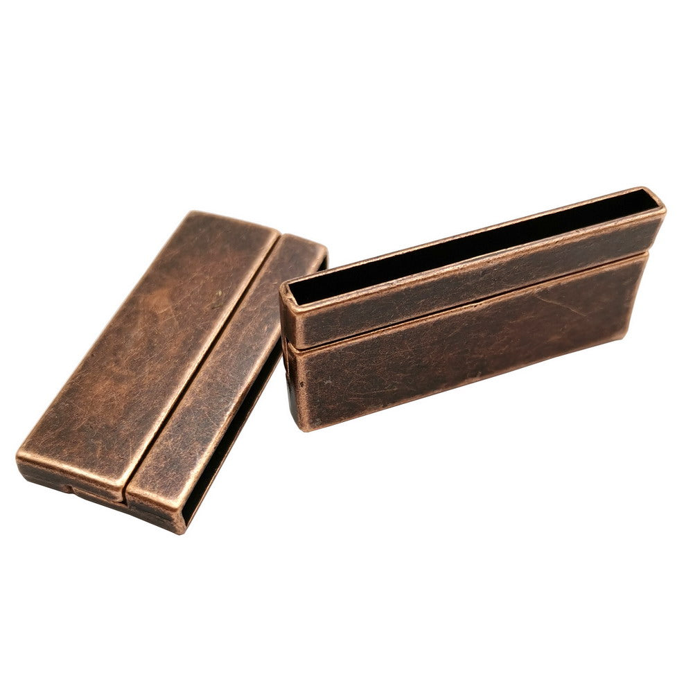 ShapesbyX-Antique Copper Flat Magnetic Clasps 40mmx2mm Hole Leather Cord GLue in