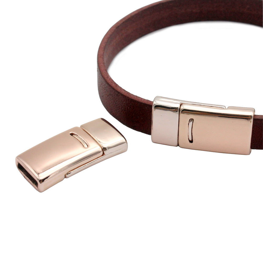 ShapesbyX-3 Pieces Licorice Leather Cord End Magnetic Clasps and Closure 10mmx5.5mm Hole Silver/Antique Copper