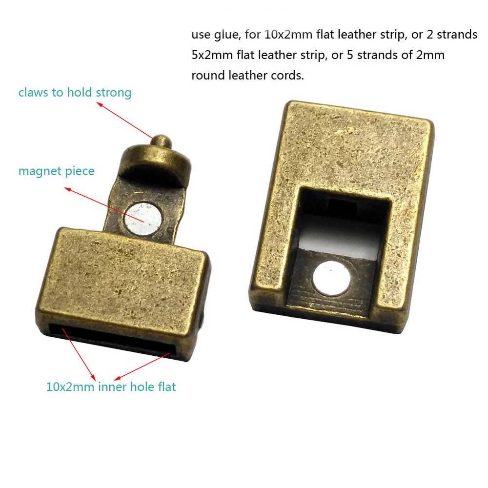 shapesbyX- Bronze/Copper 3 Pieces 10mmx2mm Inner Flat Clasps and Closure for Bracelet Making for 10mm Flat Band Glue In