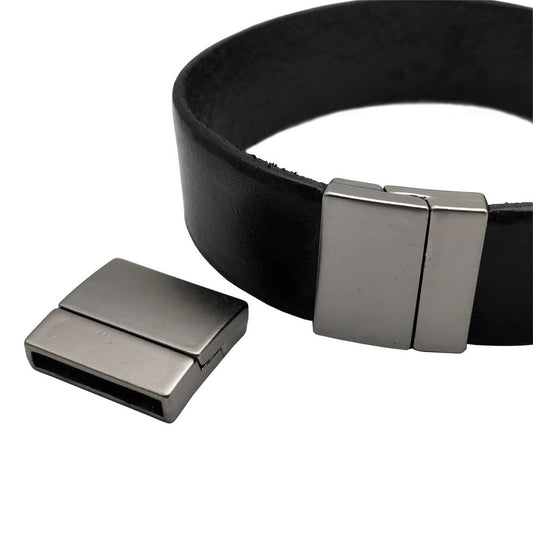 ShapesbyX-20 mm Fermoirs magnétiques plats et fermeture pour la fabrication de bracelets, trou de 20 x 3 mm, noir