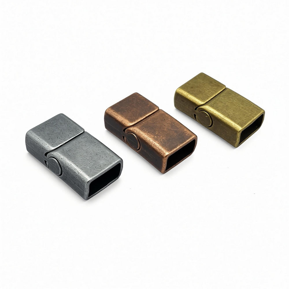 Bronze/Copper Square Shape Licorice Leather Cord Ends, Magnetic Clasp (12mmx6mm Inner)