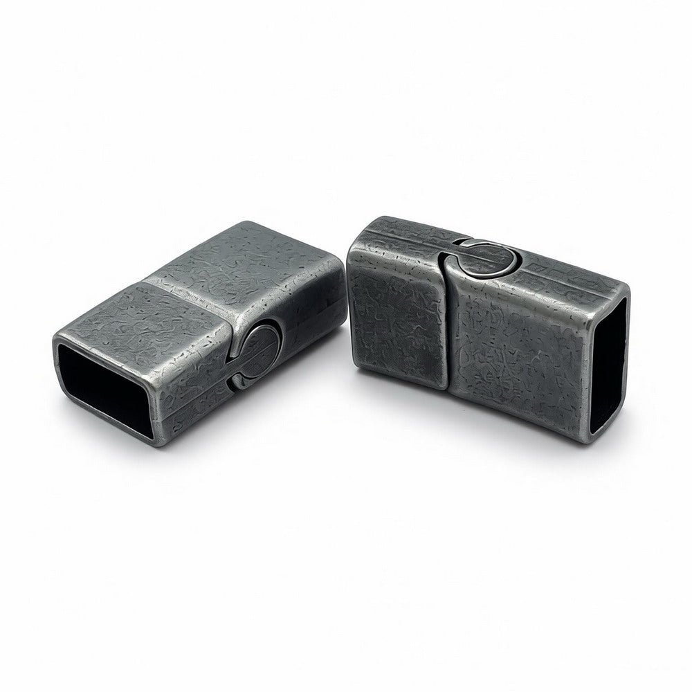 Bronze/Copper Square Shape Licorice Leather Cord Ends, Magnetic Clasp (12mmx6mm Inner)