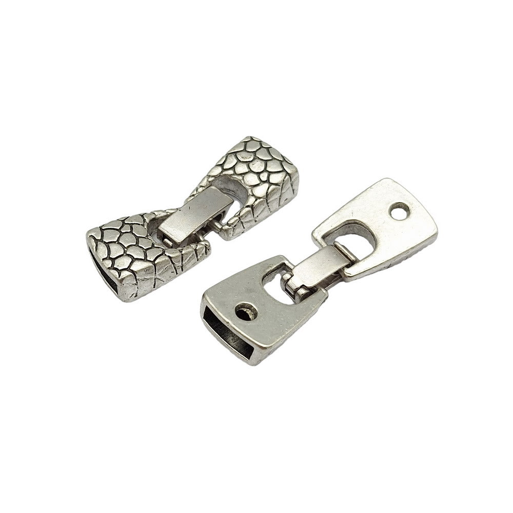 Snake Skin Patter Antique Silver Snap Button Clasps for Bracelet Making 10mmx3mm Inner Hole to Hold 10x2mm Leather Band