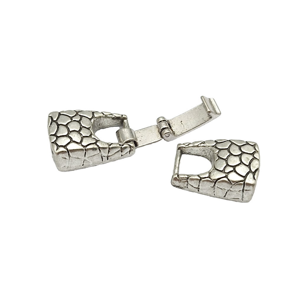 Snake Skin Patter Antique Silver Snap Button Clasps for Bracelet Making 10mmx3mm Inner Hole to Hold 10x2mm Leather Band