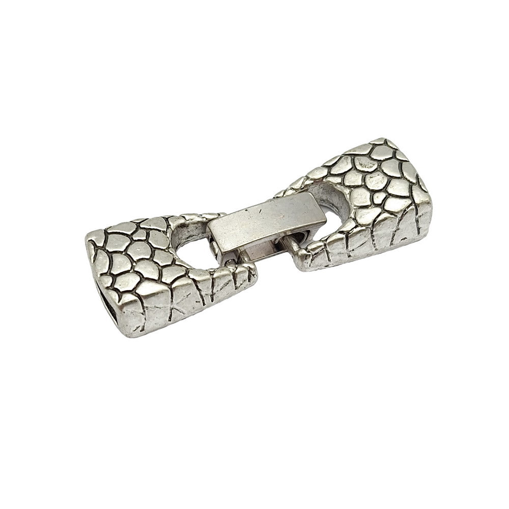 Snake Skin Patter Antique Silver Snap Button Clasps for Bracelet Making 10mmx3mm Inner Hole to Hold 10x2mm Leather Band