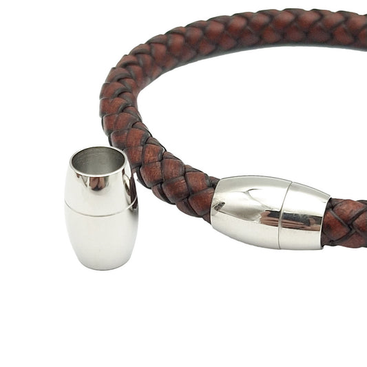 Fermoirs magnétiques en acier inoxydable pour la fabrication de bracelets, extrémité solide en acier poli/brossé de 8 mm pour cordon de 8 mm