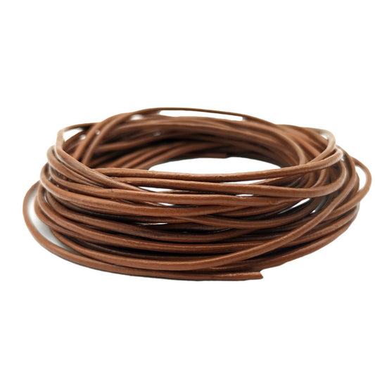 ShapesbyX Brown 5 Yards 2.0mm Round Real Leather Cords Cowhide Leather Made for Jewelry Making in Bracelet Necklace
