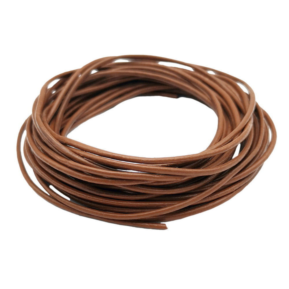 ShapesbyX Brown 5 Yards 2.0mm Round Real Leather Cords Cowhide Leather Made for Jewelry Making in Bracelet Necklace
