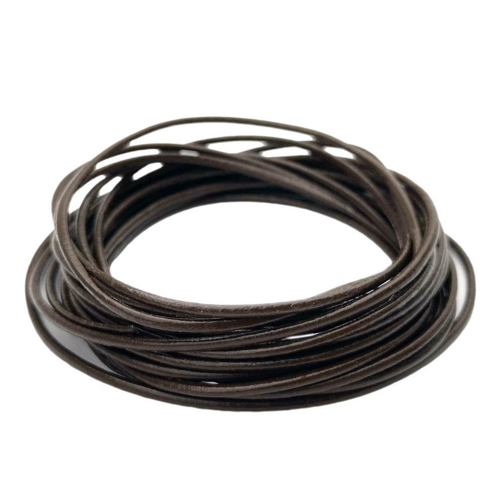 ShapesbyX Dark Brown 5 Yards 2.0mm Round Real Leather Cords Cowhide Leather Made for Jewelry Making in Bracelet Necklace
