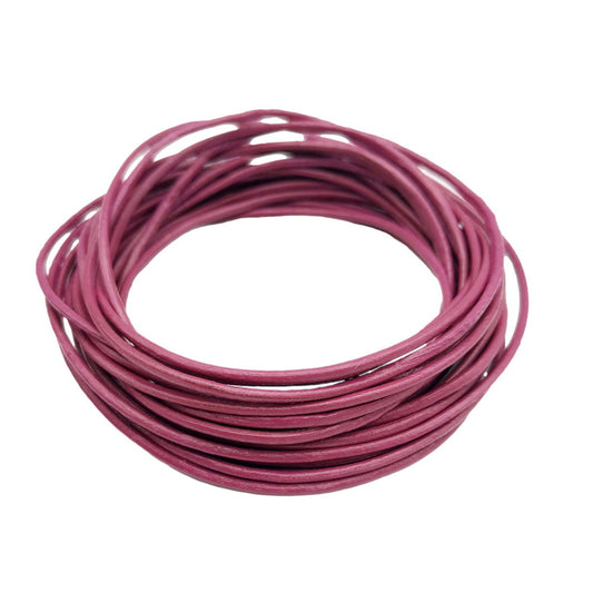 ShapesbyX Magenta 5 Yards 2.0mm Round Real Leather Cords Cowhide Leather Made for Jewelry Making in Bracelet Necklace