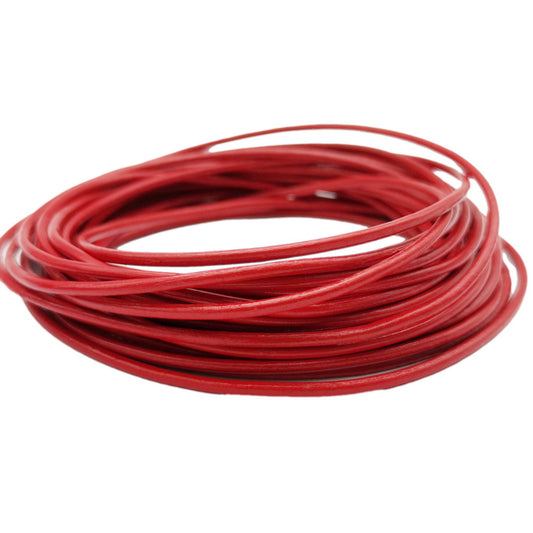 ShapesbyX Rot, 5 Yards, 2,0 mm, runde Echtlederschnüre, Rindsleder, hergestellt für die Schmuckherstellung in Armbändern und Halsketten