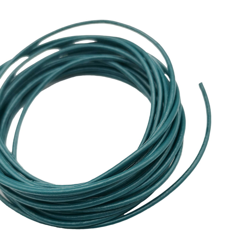 ShapesbyX Teal 5 Yards 2mm Round Genuine Leather Strap Cord