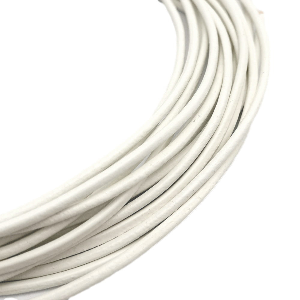 ShapesbyX White 5 Yards 2.0mm Round Real Leather Cords Cowhide Leather Made for Jewelry Making in Bracelet Necklace