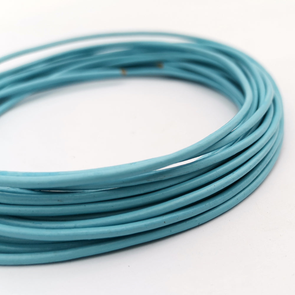 ShapesbyX Baby Blue 5 Yards 2mm Round Genuine Leather Strap Cord