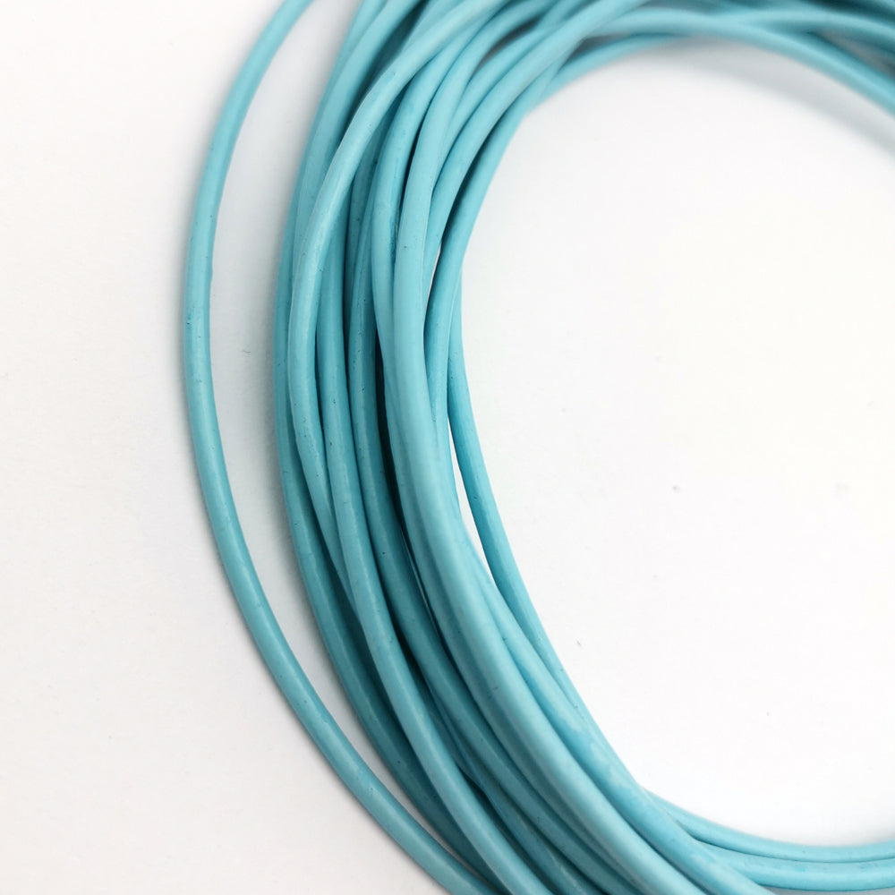 ShapesbyX Baby Blue 5 Yards 2mm Round Genuine Leather Strap Cord