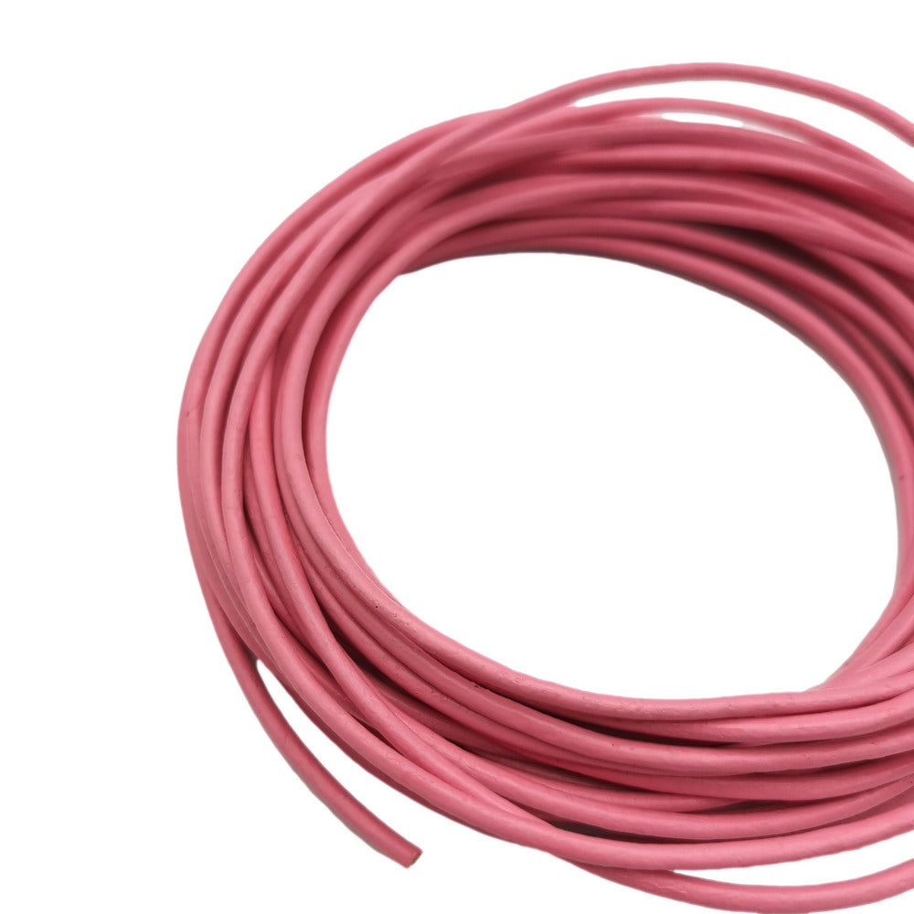 ShapesbyX Bright Pink 5 Yards 2.0mm Round Real Leather Cords Cowhide Leather Made for Jewelry Making in Bracelet Necklace