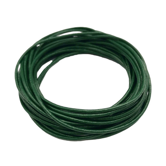 ShapesbyX – cordons ronds en cuir véritable, vert foncé, 2mm, bracelet en cuir, fabrication de bijoux, collier, Bracelet, pendentif